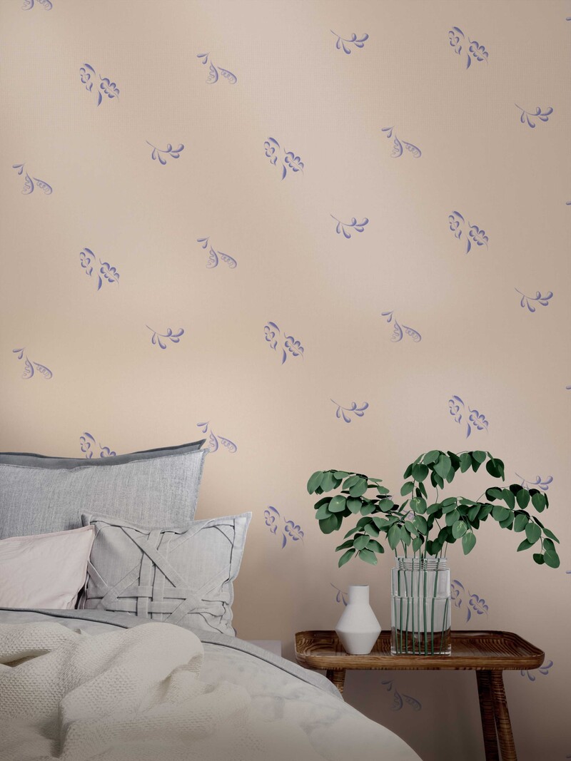 Pattern wallpaper on a roll - Loua - Dutch Flower - Blue