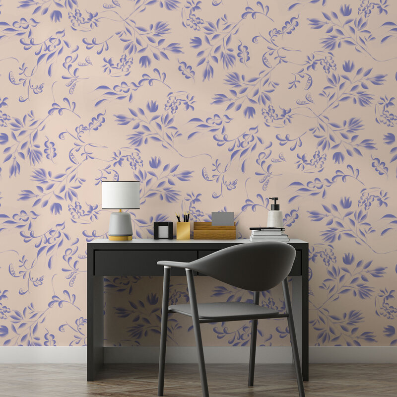 Pattern wallpaper on a roll - Dutch Leaves - Blue