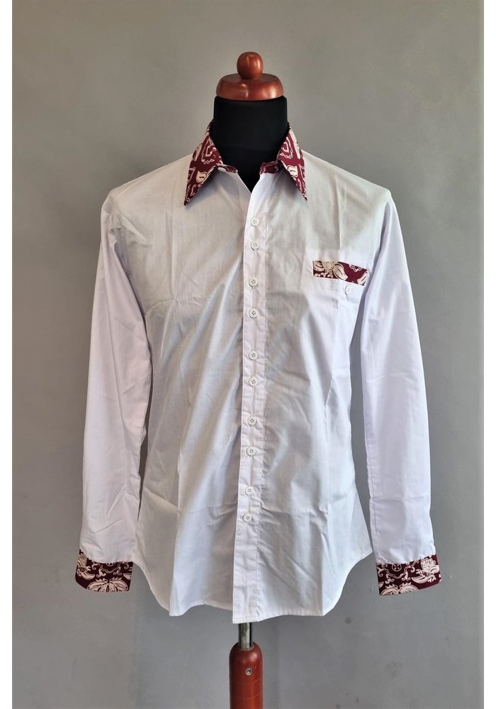 Batik wit shirt lange mouw 1502-06