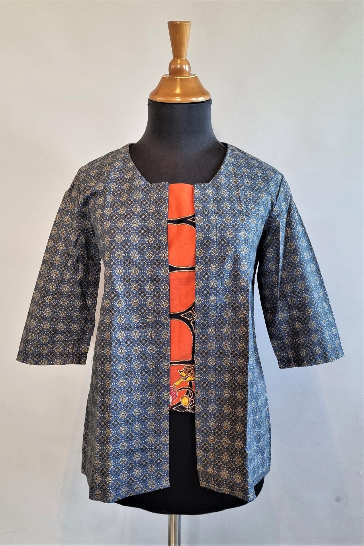 Batik blouse navy blauw 3/4 mouw - Collection