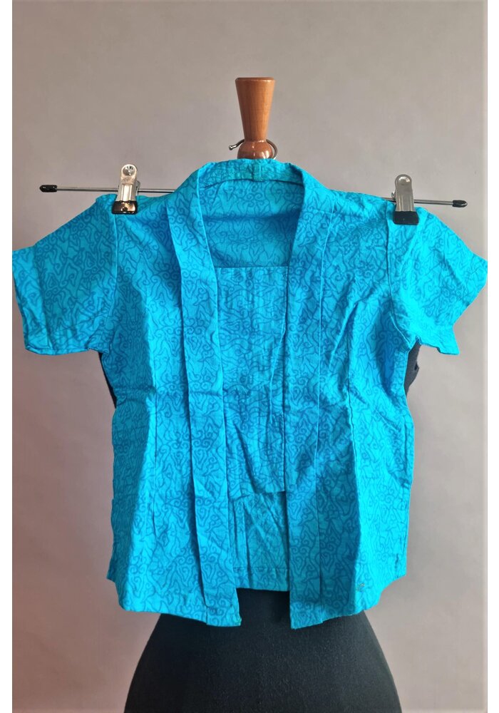 Kinder kebaya korte mouw blauw met bijpassende rok