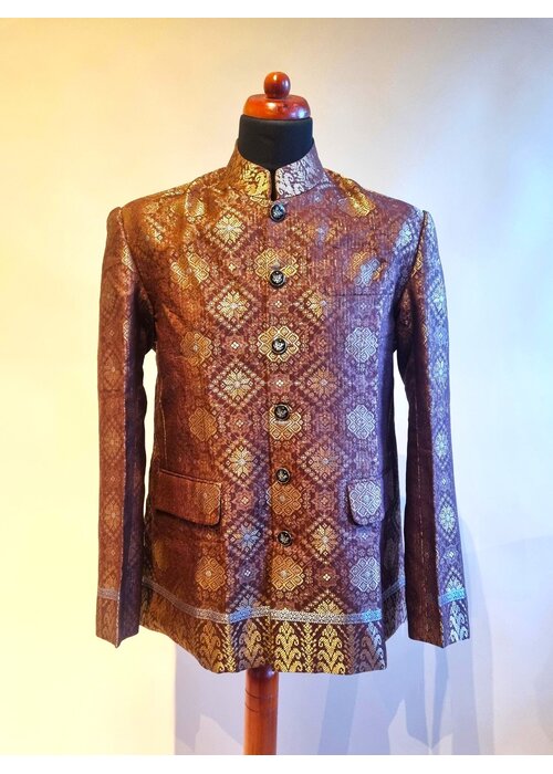 Beskap songket terracotta bruin