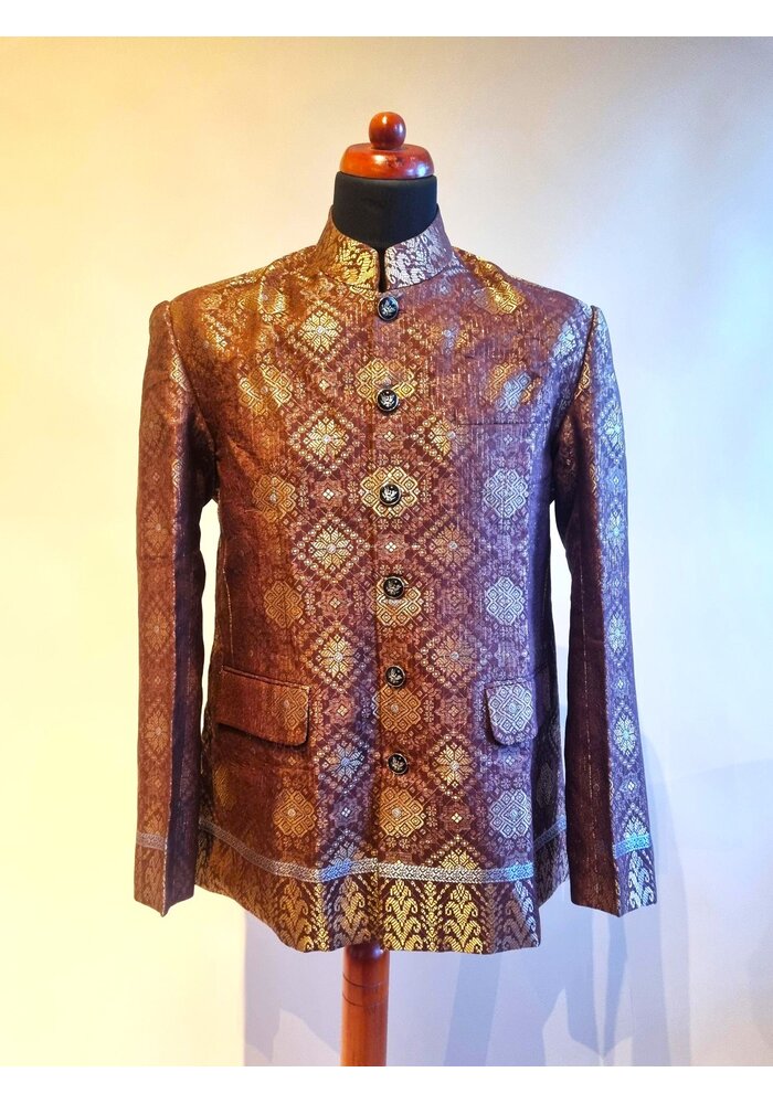 Beskap songket terracotta bruin