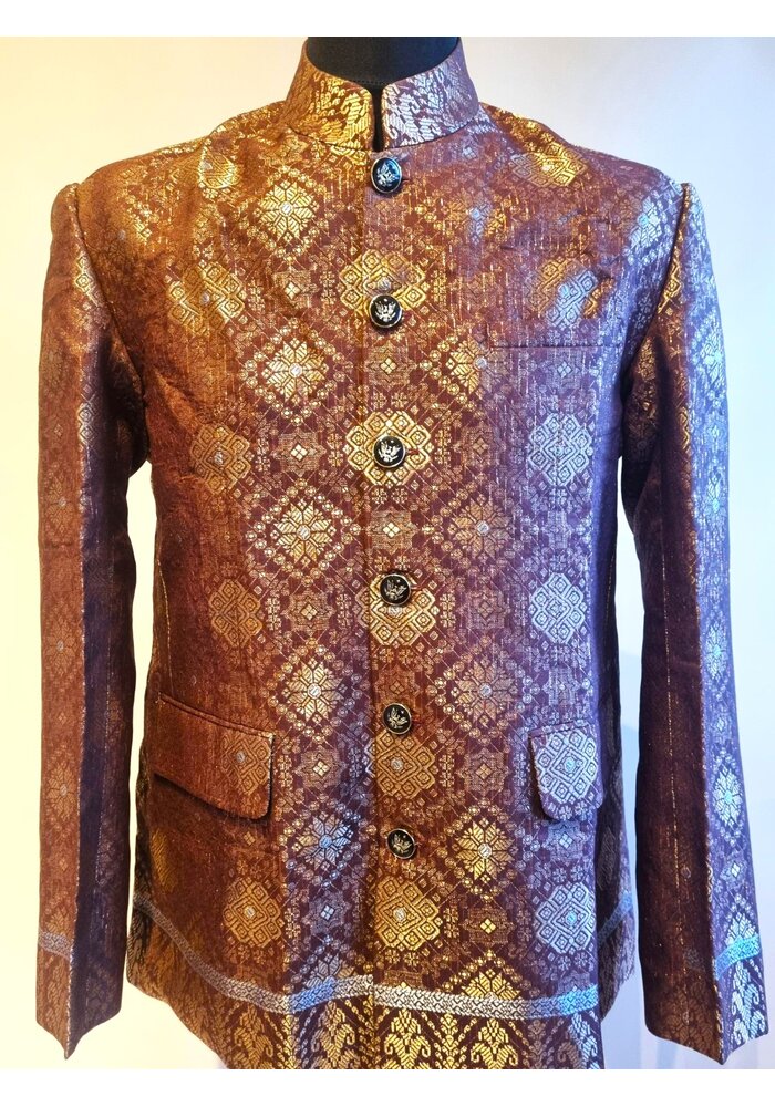 Beskap songket terracotta bruin