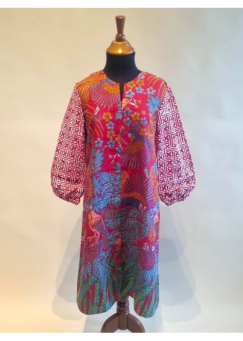 Batik jurk rood