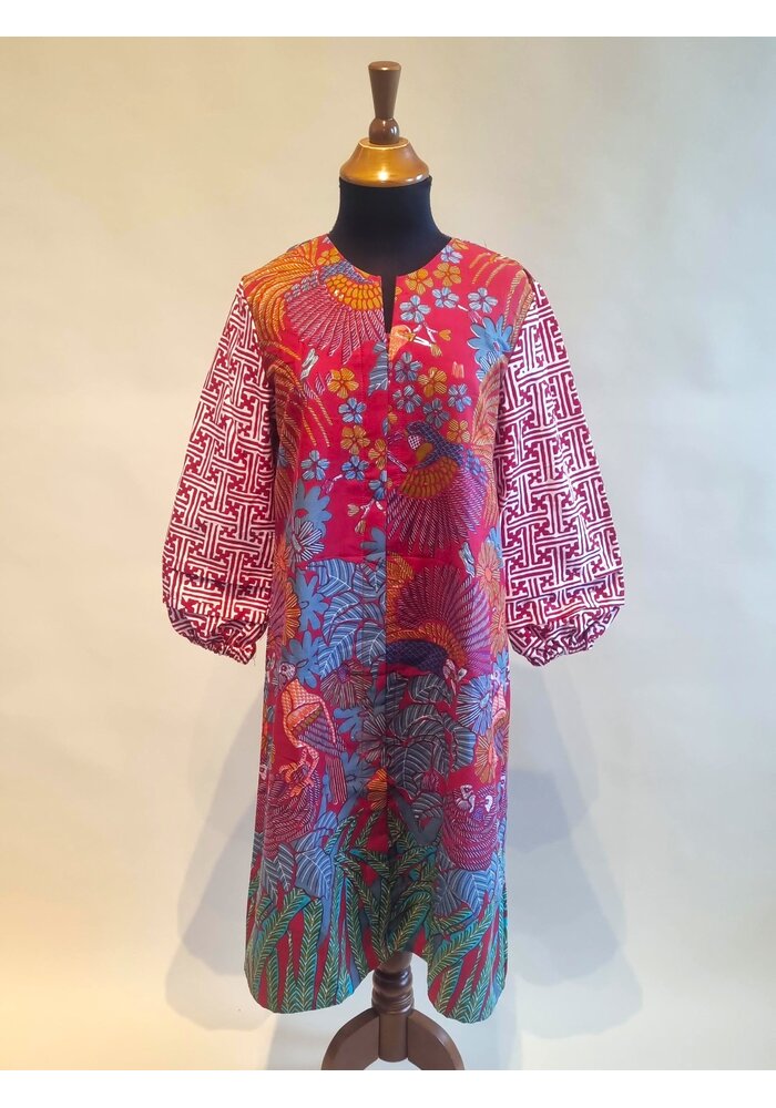 Batik jurk rood