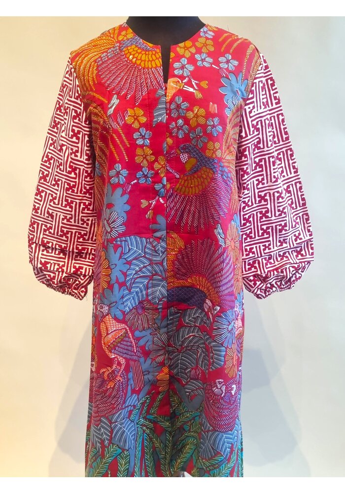 Batik jurk rood