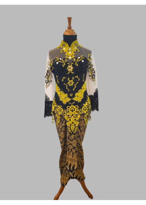 Kebaya glamour zwart goud met bijpassende sarong