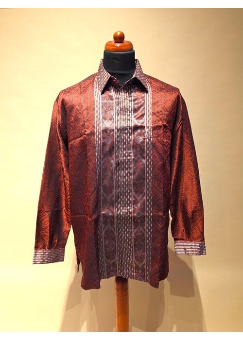 Overhemd songket print lange mouw 1210-10