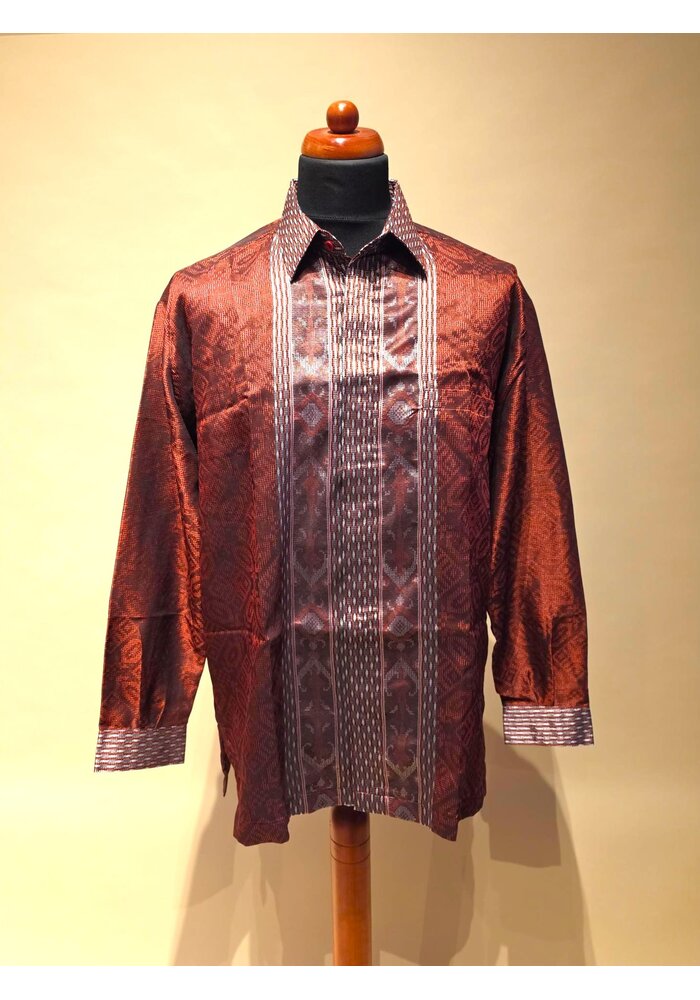 Overhemd songket print lange mouw 1210-10