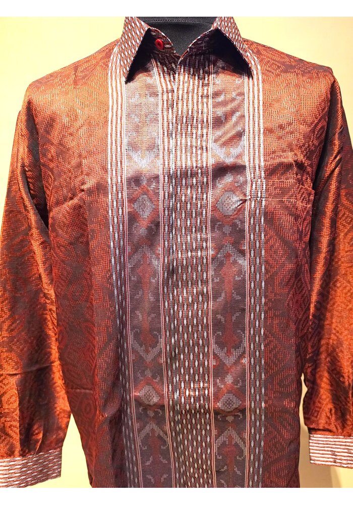 Overhemd songket print lange mouw 1210-10