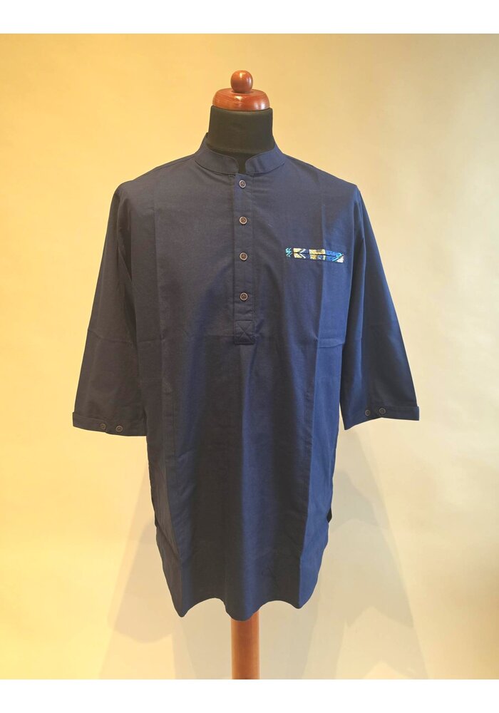 Overhemd navy blue 3/4 mouw