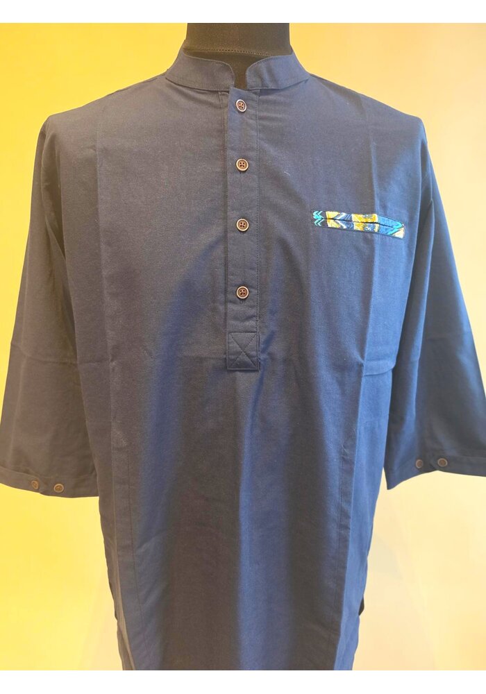 Overhemd navy blue 3/4 mouw