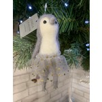 Gisela Graham Wool Mix Grey Penguin in Tutu Hanging Decoration