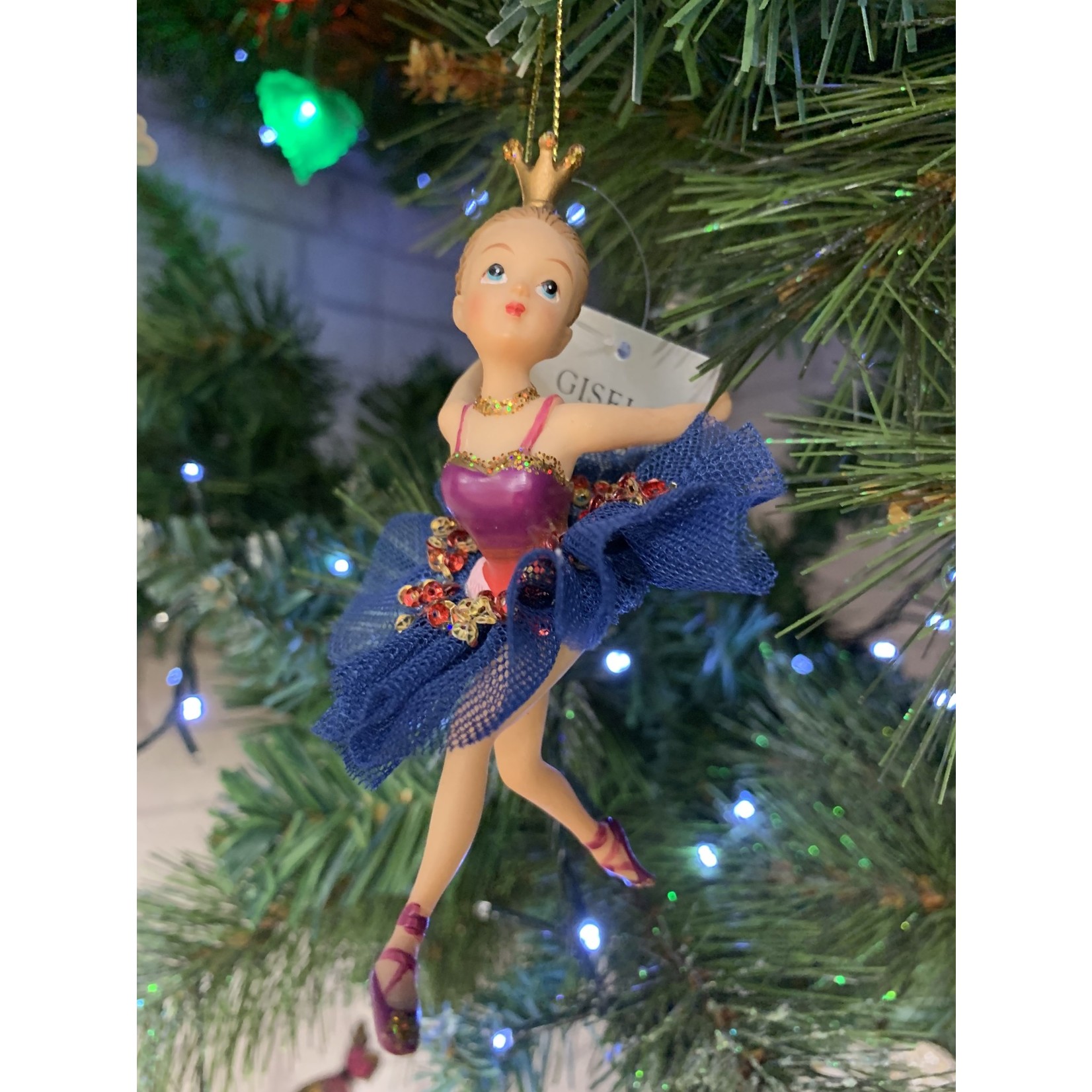 Gisela Graham Resin Purple & Blue Ballerina Girl Hanging Decoration