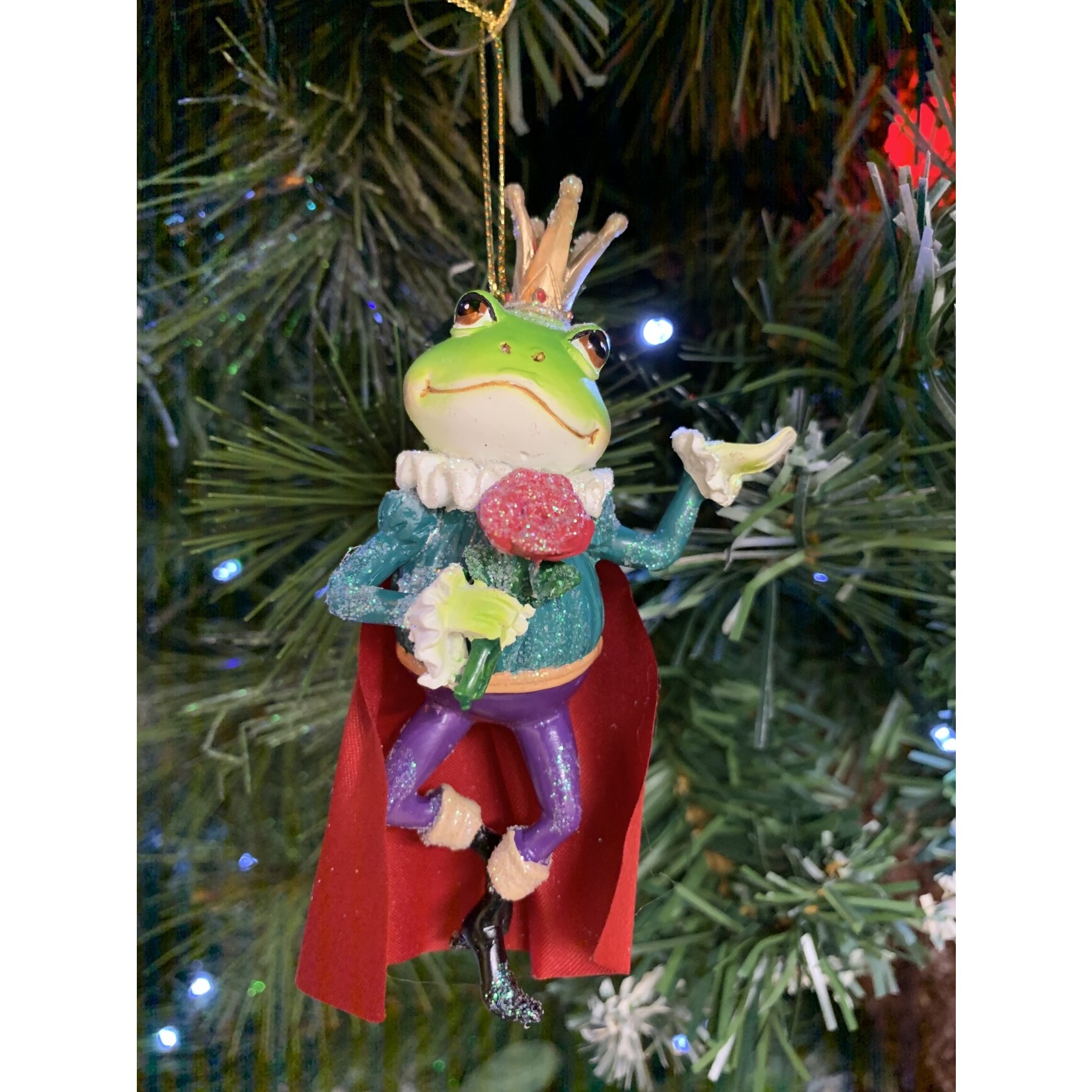 Gisela Graham Resin Frog Prince Hanging Decoration