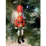 Gisela Graham Jointed Wood Nutcracker with Red Hat Hanging Decoration