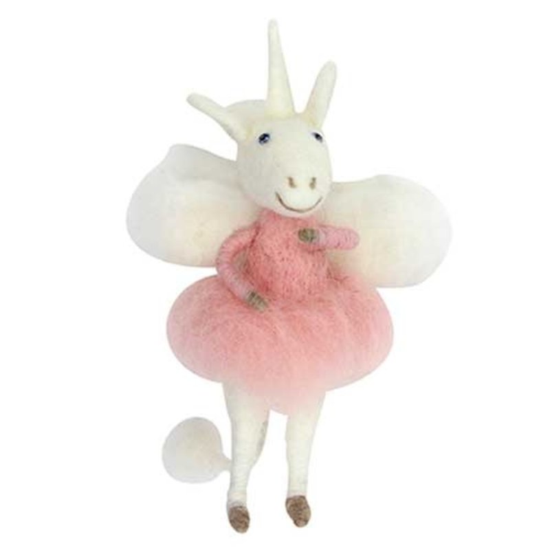 Gisela Graham Wool Mix Unicorn Fairy Hanging Decoration