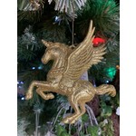 Gisela Graham Gold Glitter Flying Unicorn Hanging Decoration