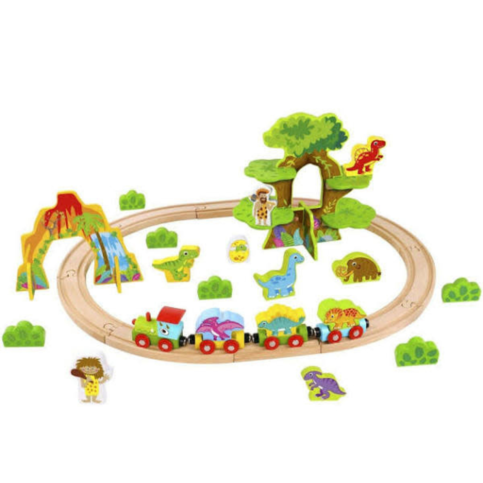 Tooky Toy Small Wooden Dinosaur Train Set