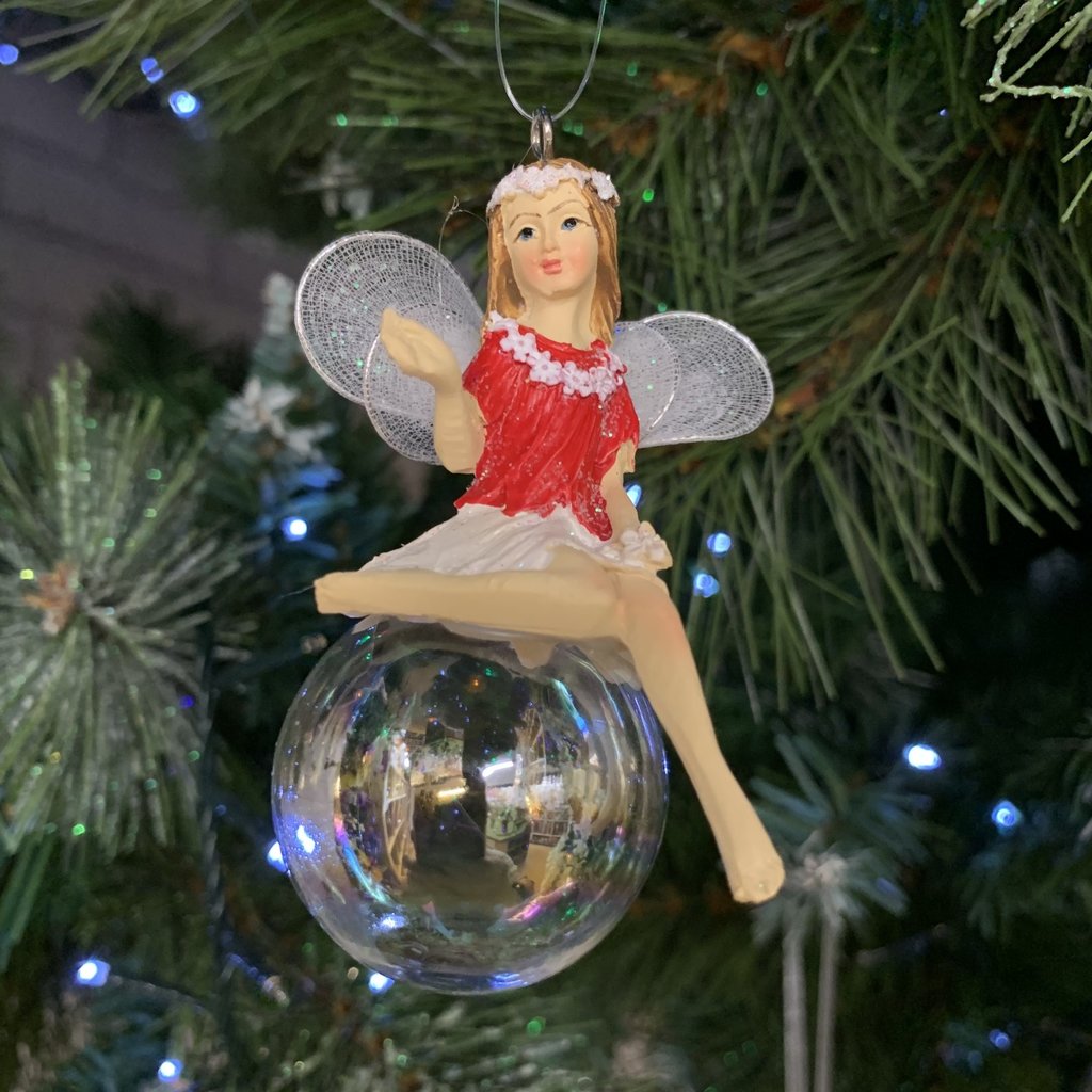 Red White Pixie On Soap Bubble Arm Out Hanging Decoration Celebrations And Toys