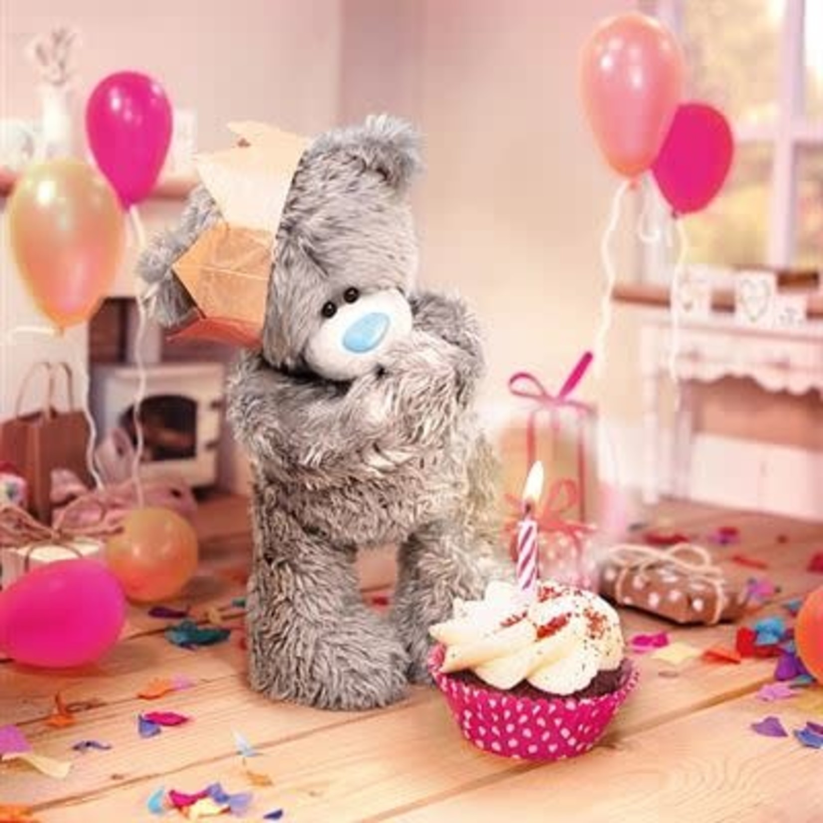 Tatty Ted 3D Effect Birthday Bear in Party Hat - Card