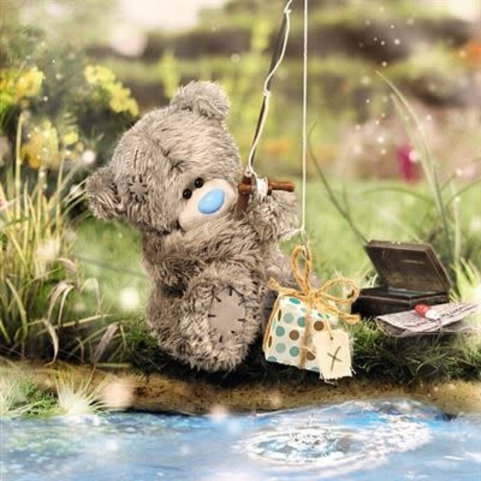 Tatty Ted 3D Effect Bear Fishing Birthday Card