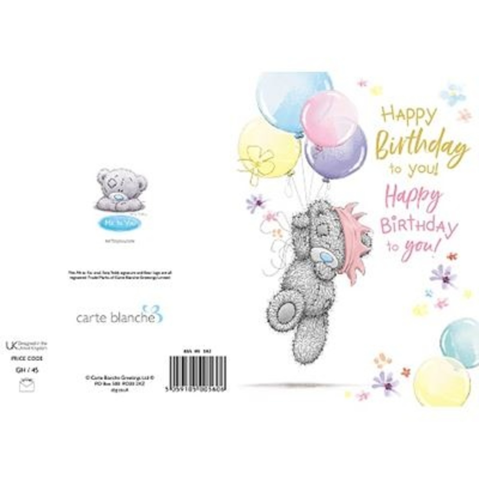 Me to You Open Bear Holding Balloons Birthday Card