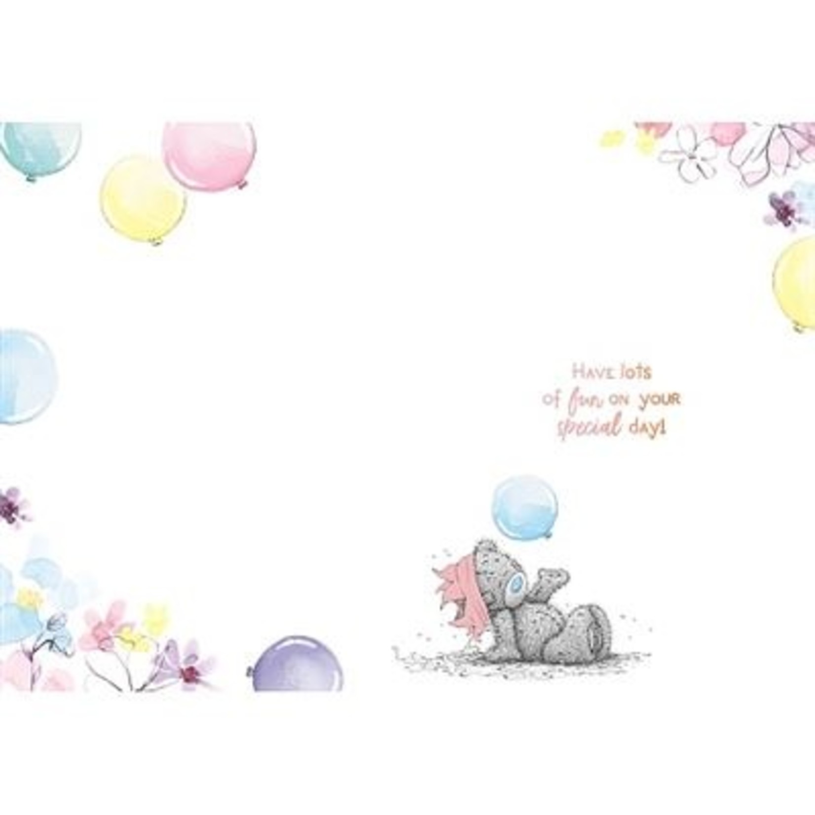 Me to You Open Bear Holding Balloons Birthday Card