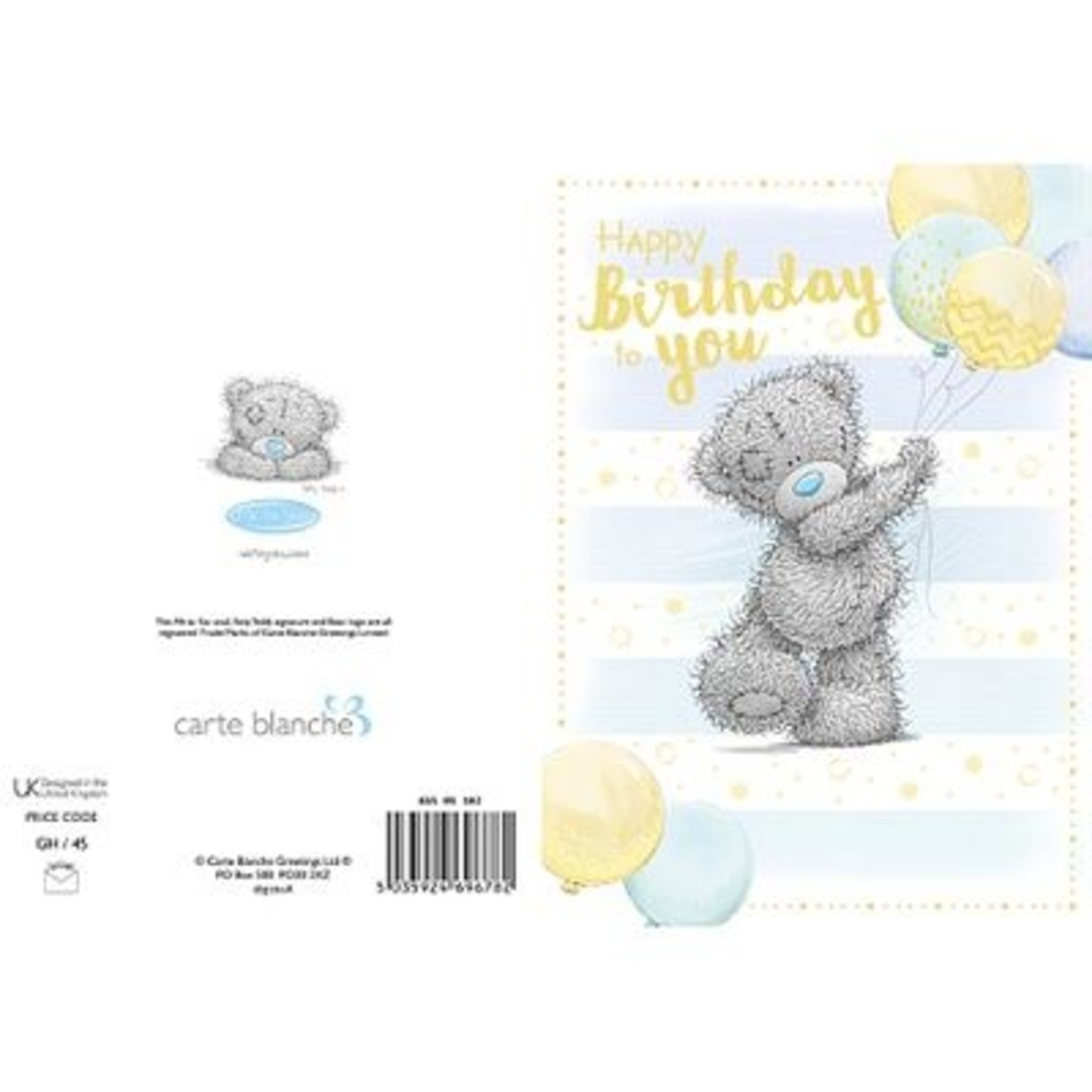 Me to You Bear with Balloons  Birthday Card