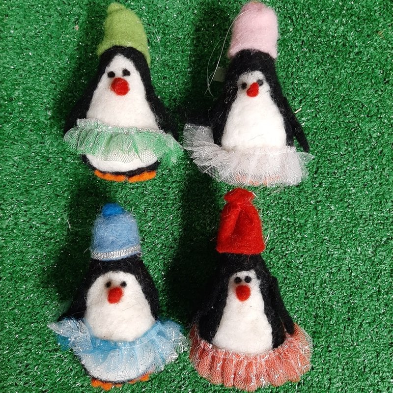Shudehill Giftware Mixed Wool Penguin in Tutu - Hanging Decoration