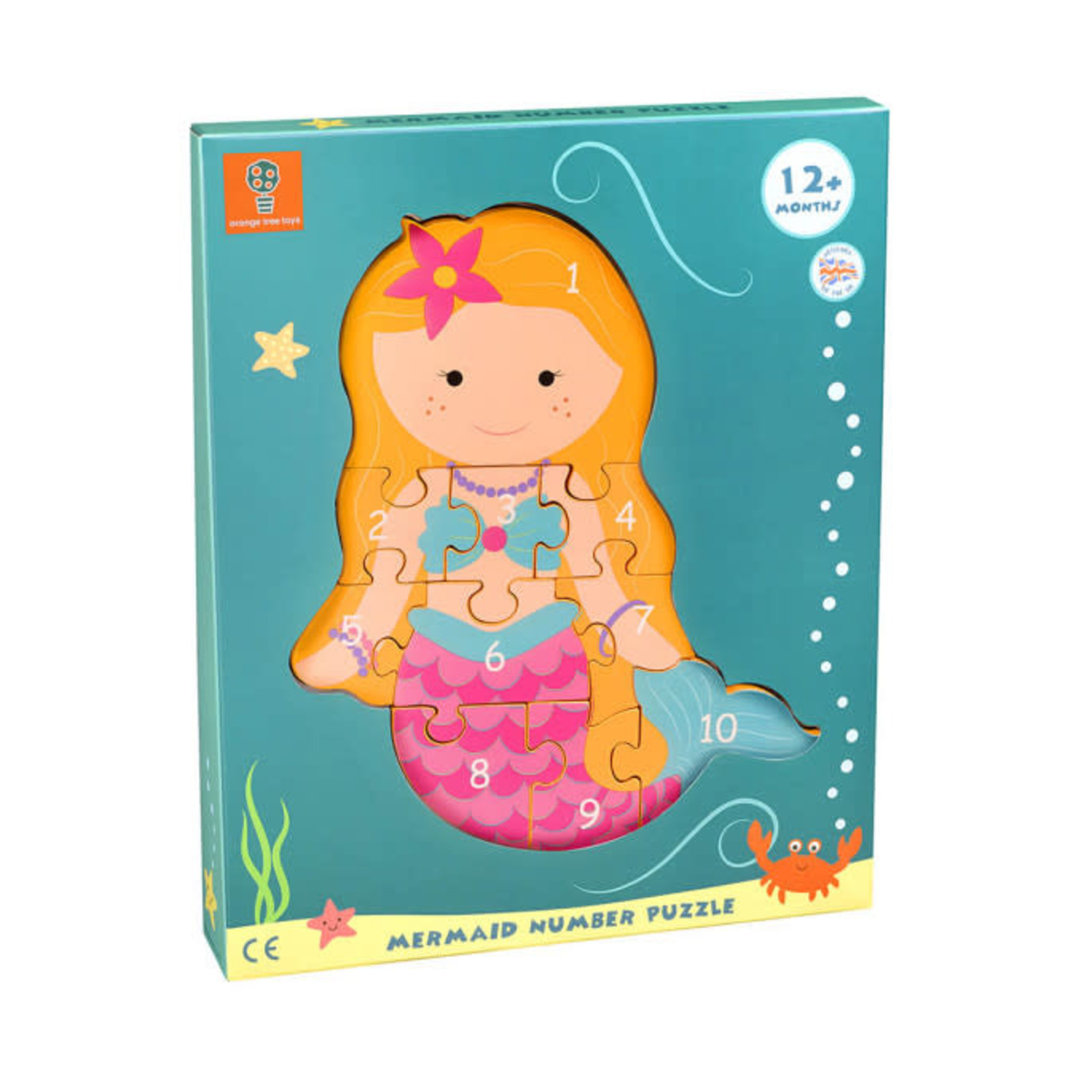 Orange Tree Toys Wooden Number Puzzle - Mermaid