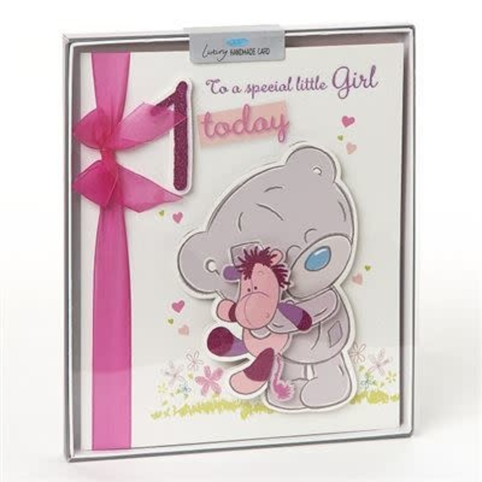 Tatty Ted Girl’s 1st Birthday Card - Handmade Boxed