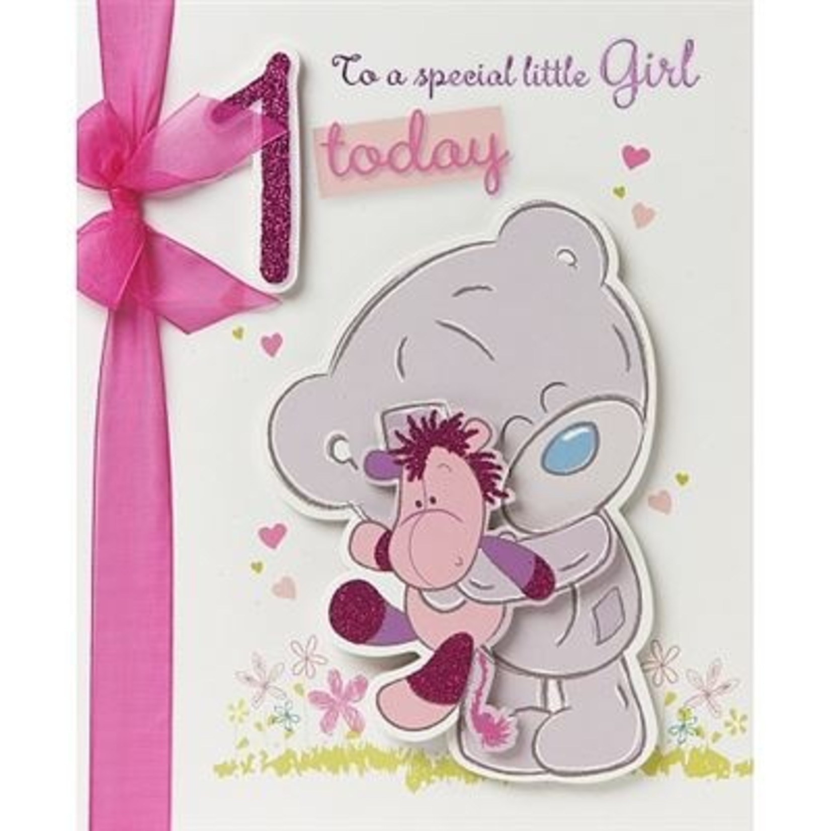 Tatty Ted Girl’s 1st Birthday Card - Handmade Boxed