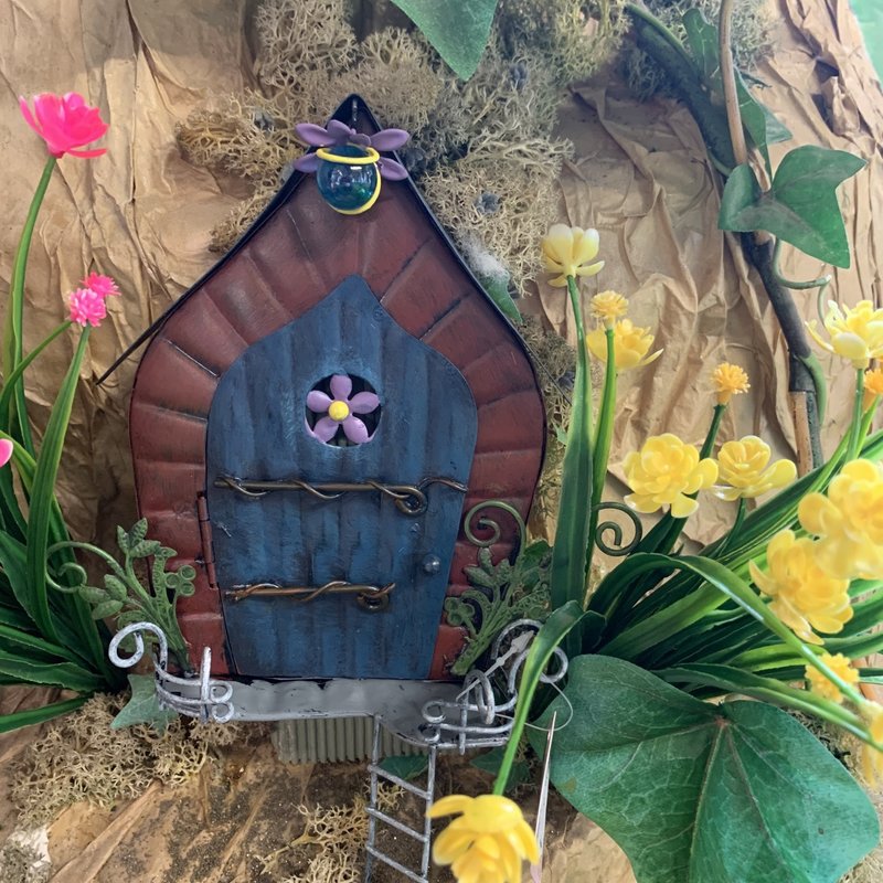 Fairy Kingdom Fairy Kingdom - Blue Fairy Door with Ladder