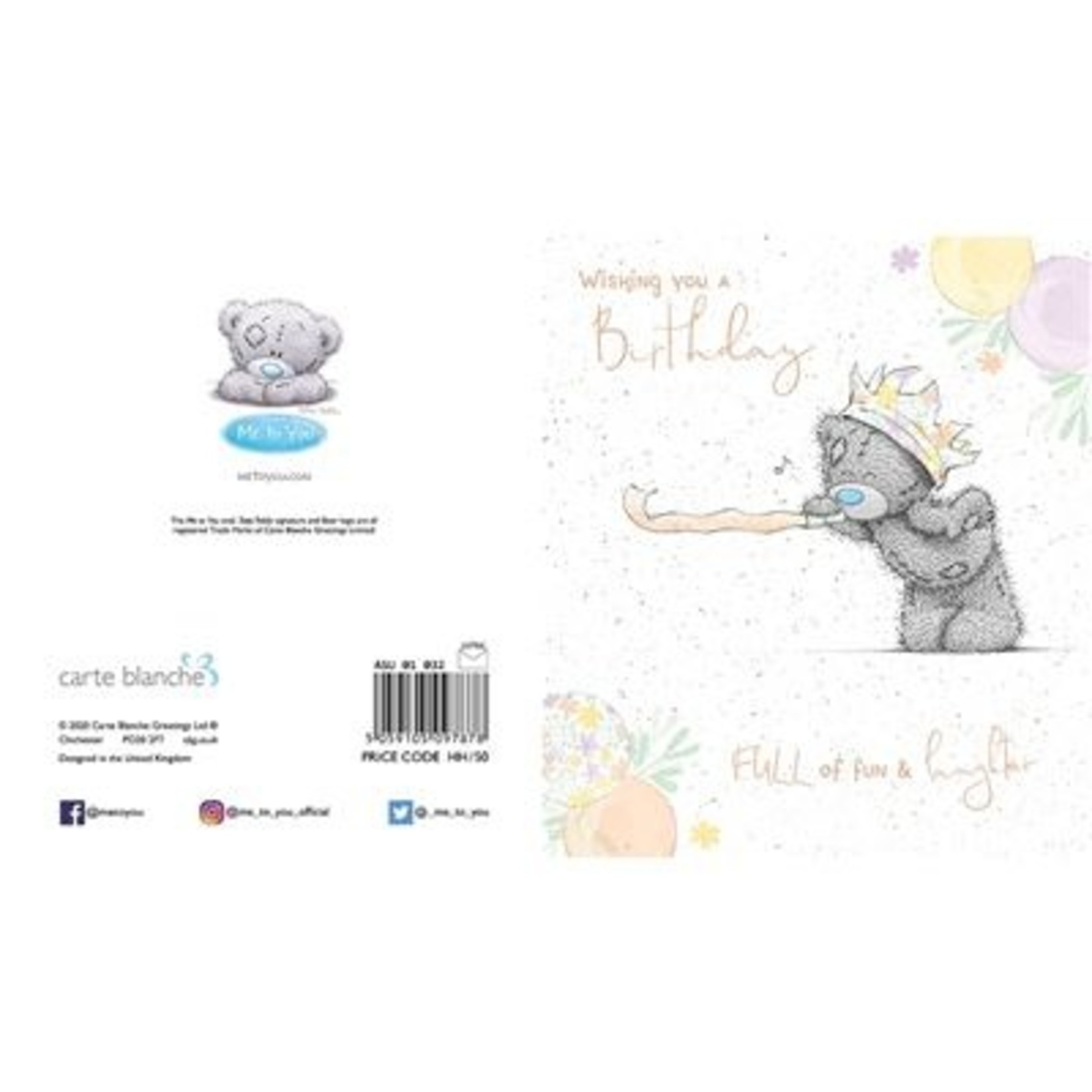 Me to You Birthday Bear Blowing Party Whistle Card