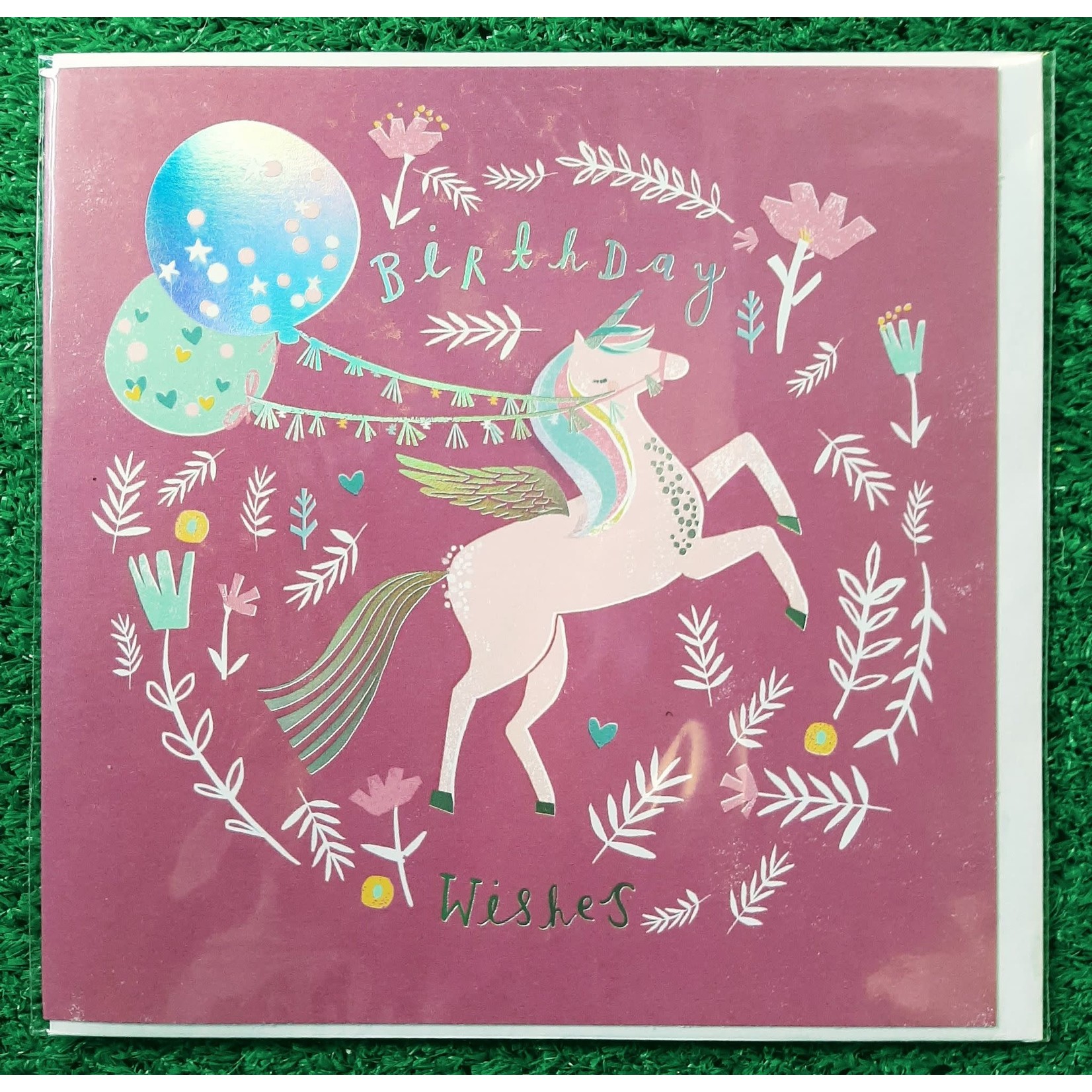 Hotchpotch Unicorn with Balloons Birthday Card