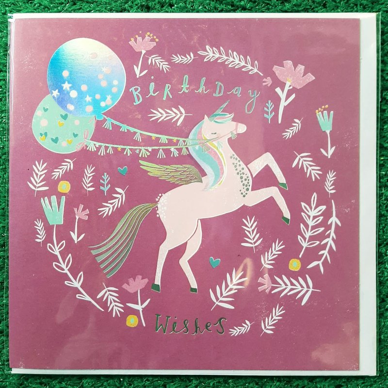 Hotchpotch Unicorn with Balloons Birthday Card