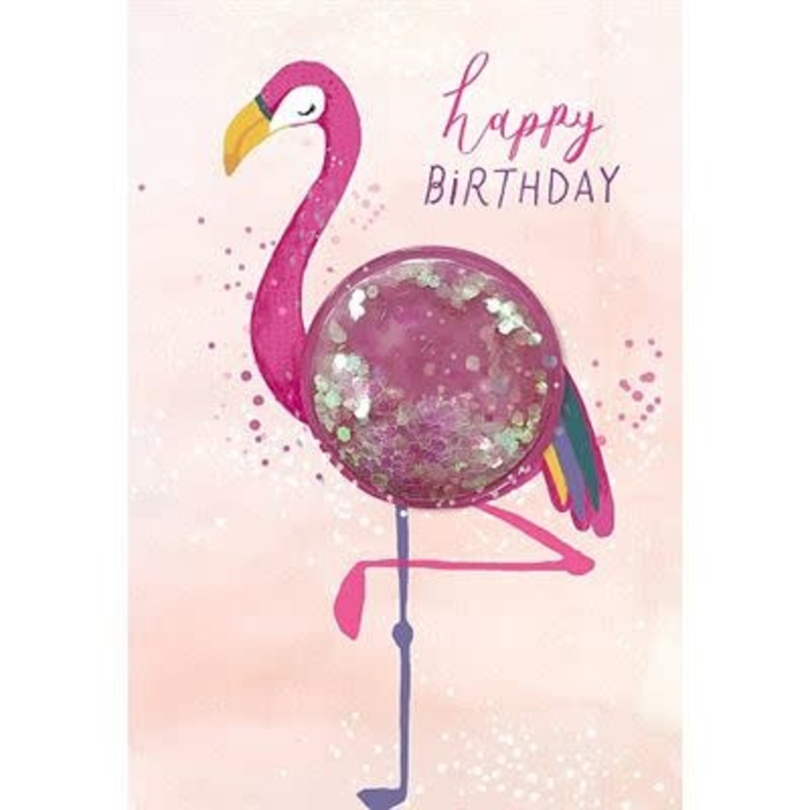 Hotchpotch Glitter Ball Flamingo Birthday Card