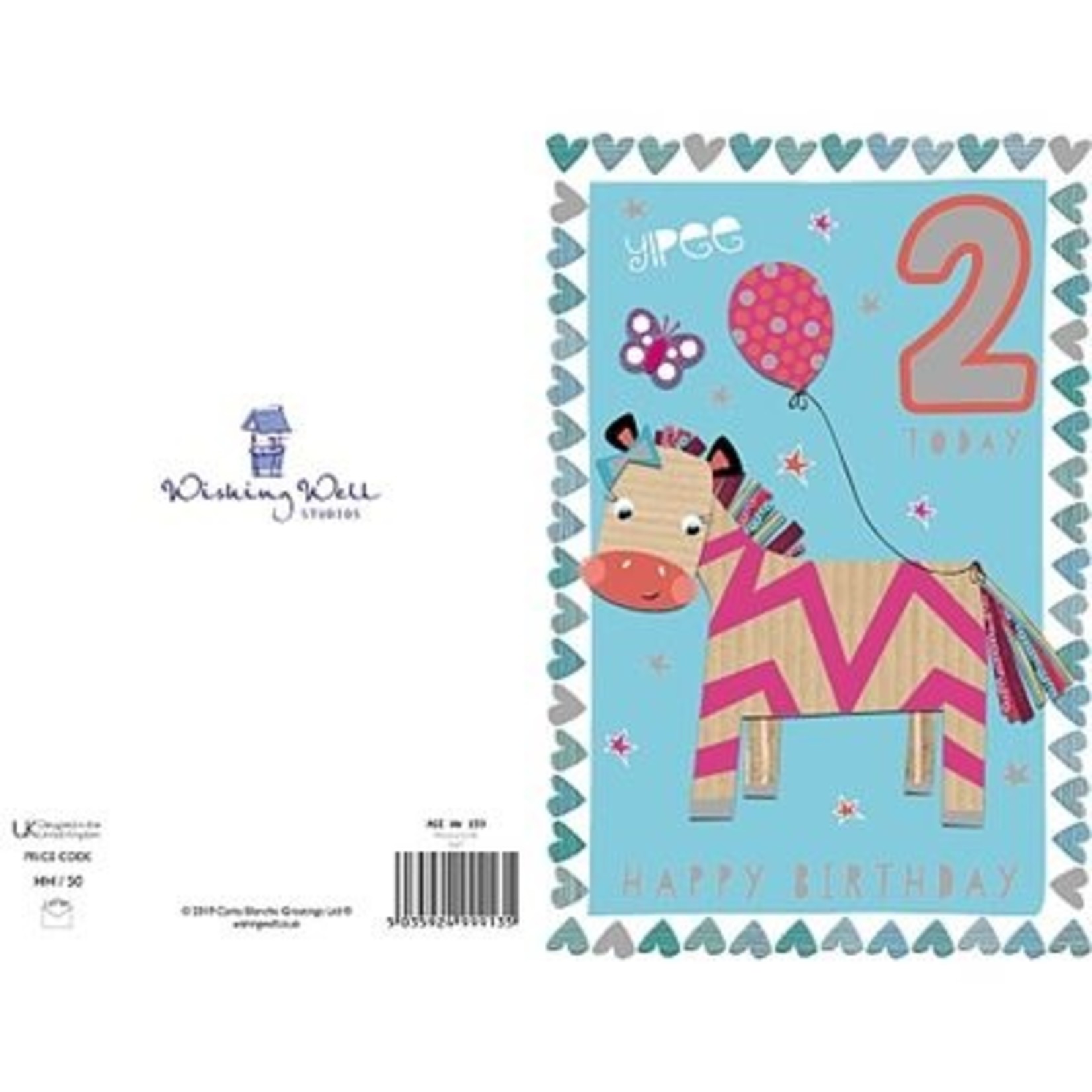 Wishing Well Studios Fun Zebra 2nd Birthday Card
