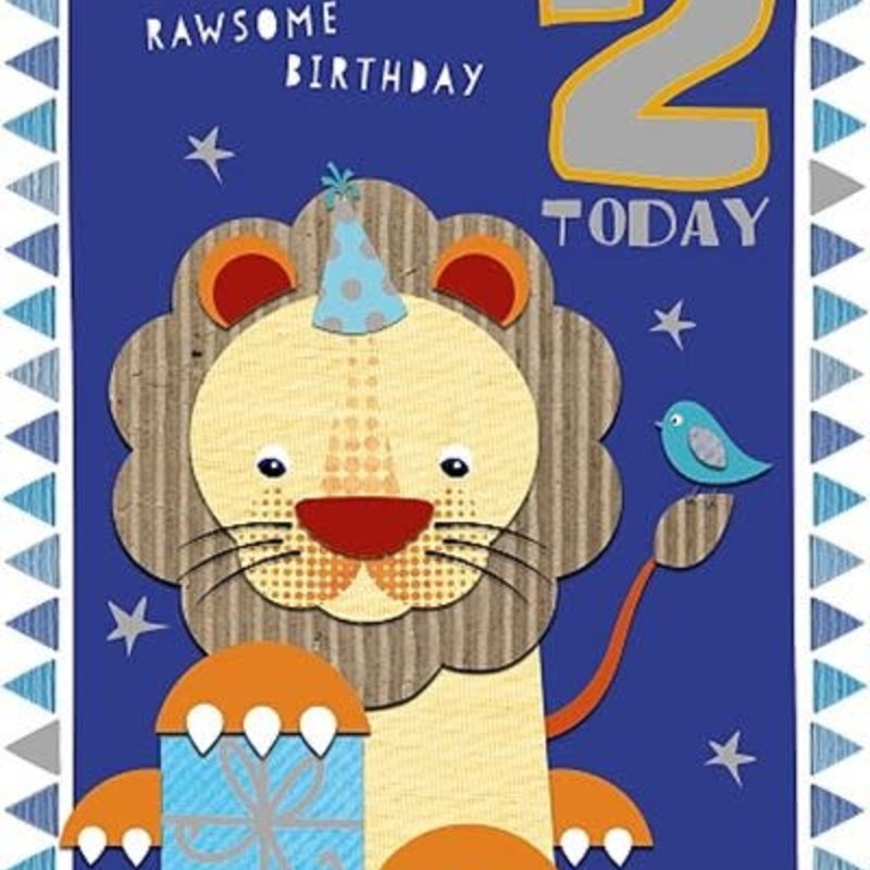 Wishing Well Studios Fun Lion 2nd Birthday Card