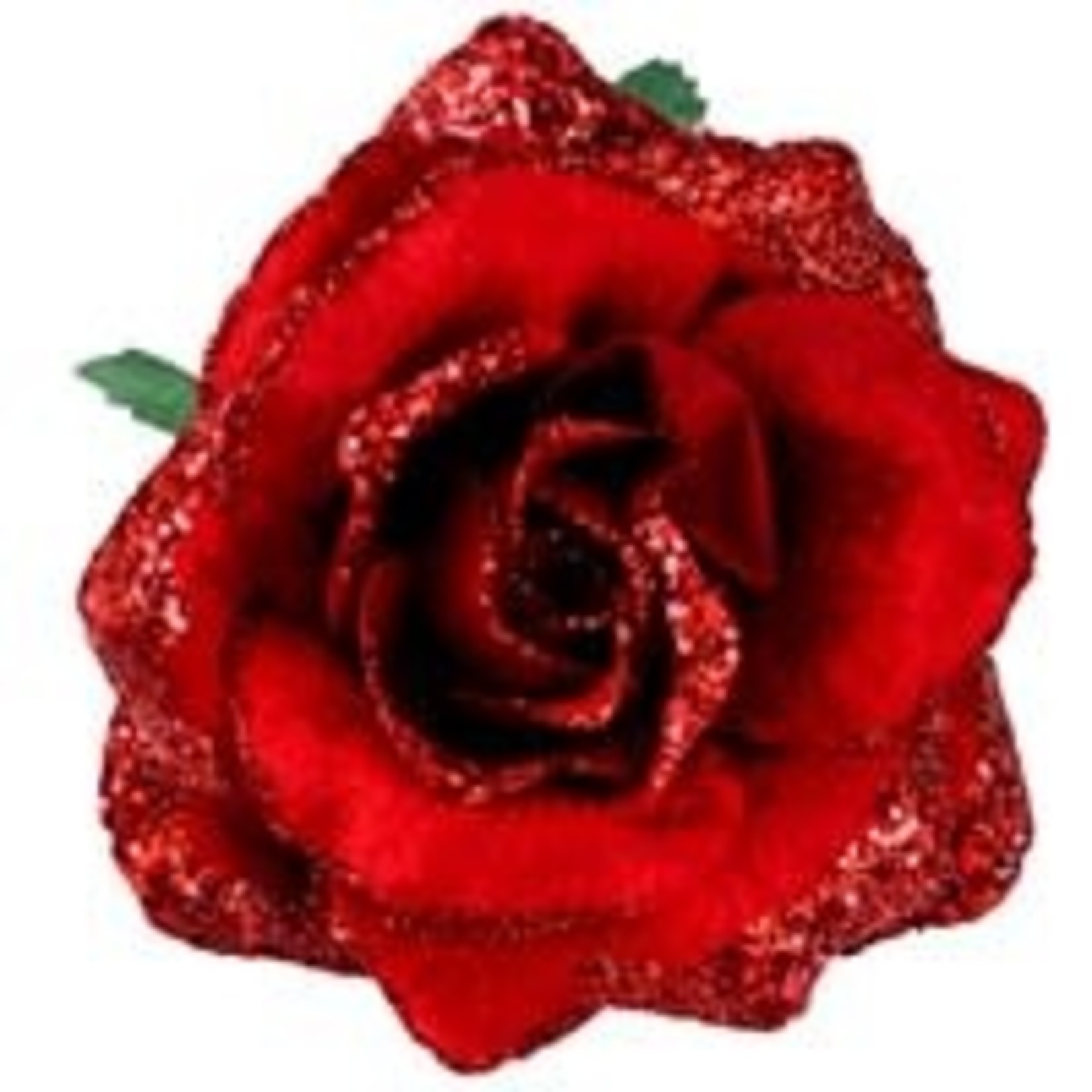 Gisela Graham Red Fabric Rose Clip Decoration