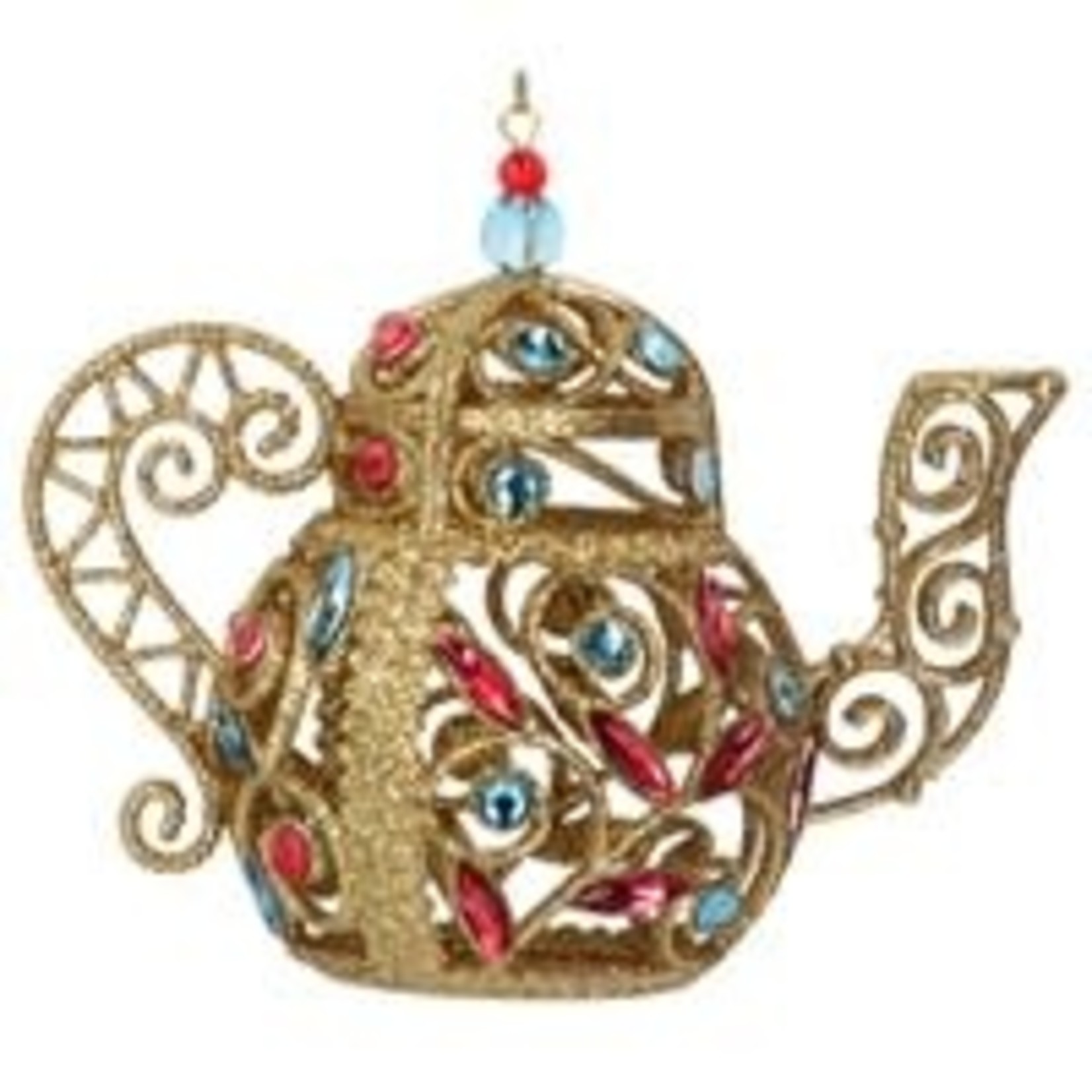 Gisela Graham Acrylic Gold Filigree Teapot - Hanging Decoration