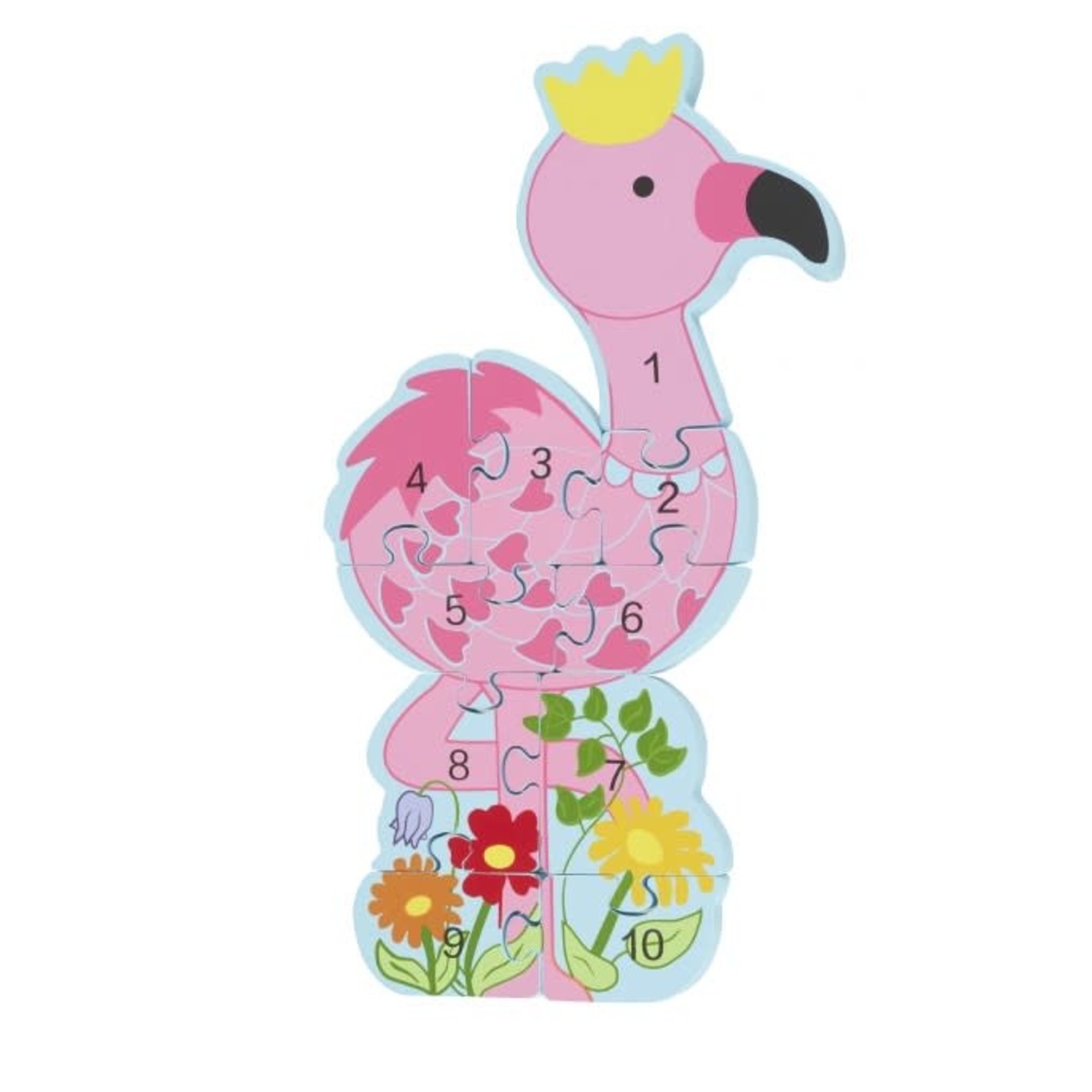 Orange Tree Toys Wooden Number Puzzle - Flamingo