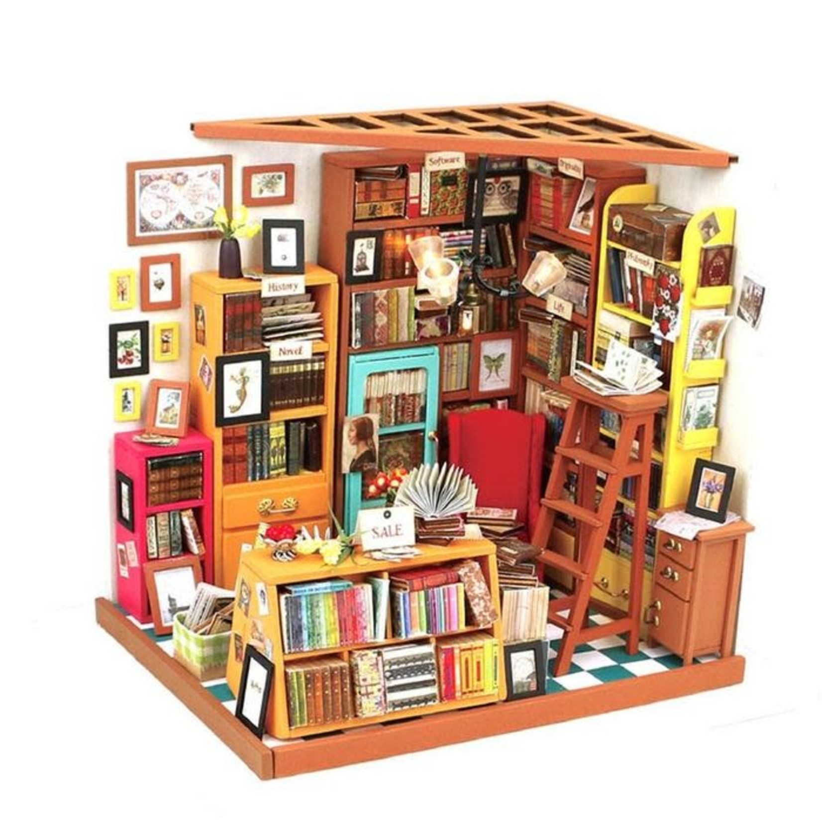 Rolife Rolife Sam’s Study DG102 - Library DIY Miniature Dollhouse