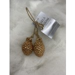Gisela Graham Resin Gold Pair of Cones on String - Round Hanging Decoration