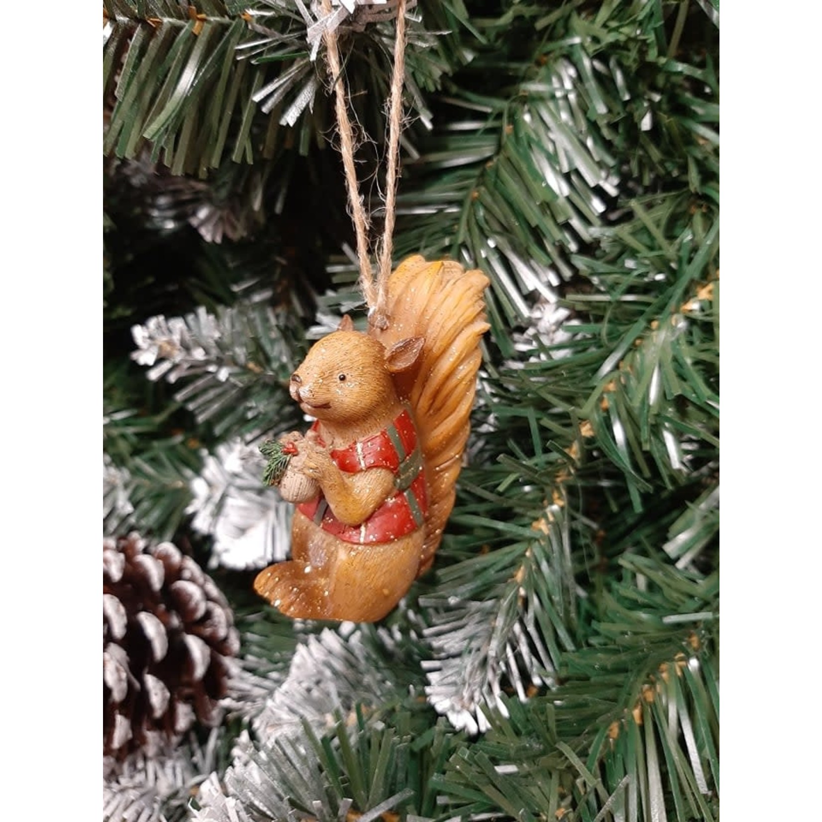 Gisela Graham Squirrel Tartan Coat Resin Hanging Decoration