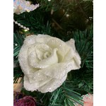 Gisela Graham White Rose Fabric Clip Decoration