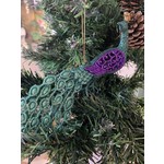 Glitter Moulded Peacock Tree Decoration - A