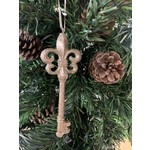 Gold Glitter Fleur De Lys Key Tree Decoration - B